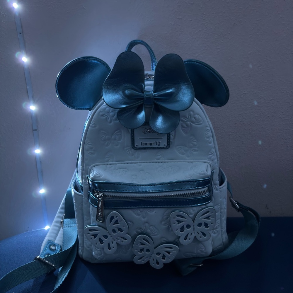 Blue and White Minnie Mouse Disney Loungefly